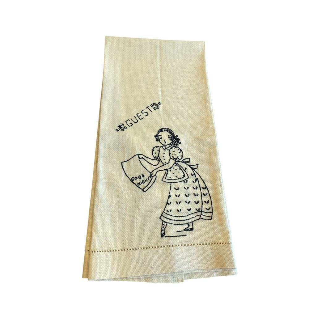 Vintage Embroidered "Guest" Hand Towel